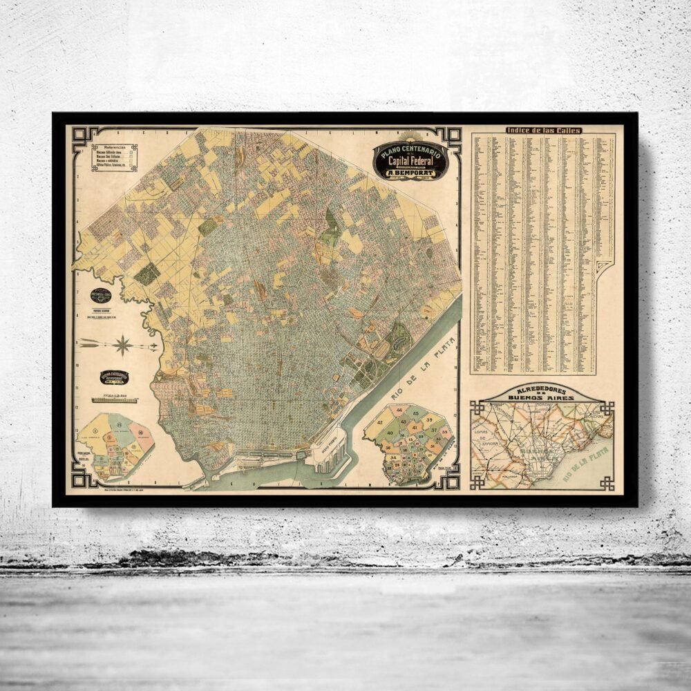 Old map of Buenos Aires Argentina 1920 Vintage Map of Buenos Aires | Vintage Poster Wall Art Print | Wall Map Print | Old Map Print