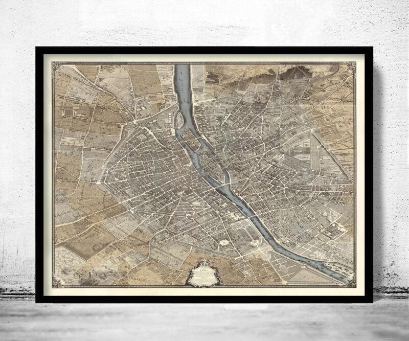 Old Map of Paris 1739 Turgot Map Vintage Map of Paris | Vintage Poster Wall Art Print | Wall Map Print | Old Map Print | Map Gift