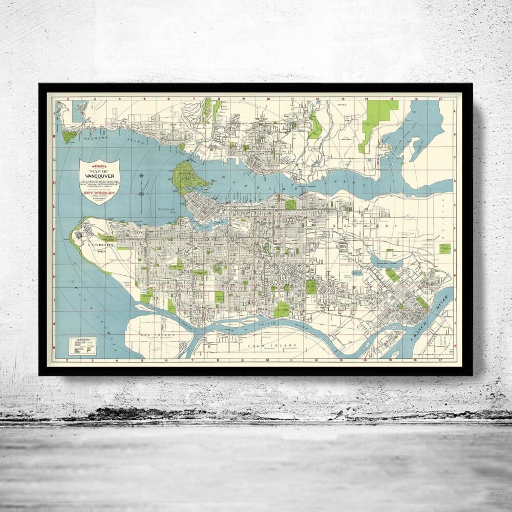 Old Map of Vancouver British Columbia Canada Vancouver BC Map Vintage Map | Vintage Poster Wall Art Print | Wall Map Print | Old Map Print