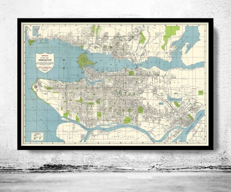 Old Map of Vancouver British Columbia Canada Vancouver BC Map Vintage Map | Vintage Poster Wall Art Print | Wall Map Print | Old Map Print