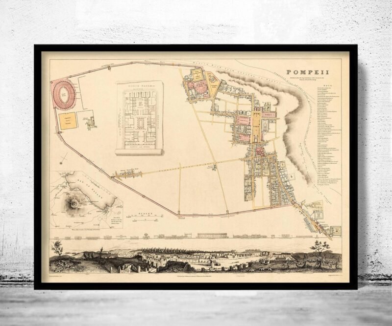 Old Map of Pompeii 1832 Italy Vintage Map | Vintage Poster Wall Art Print | Wall Map Print | Old Map Print | Map Gift