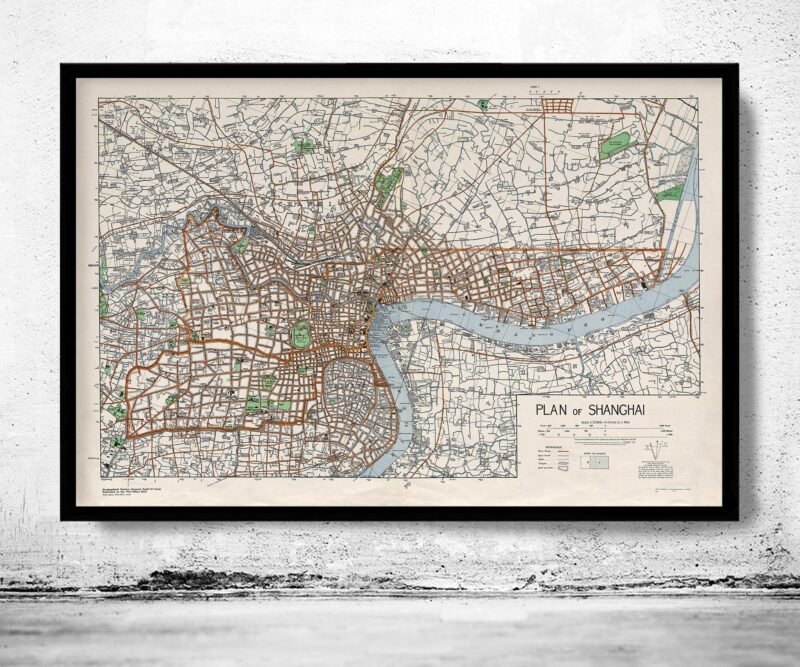 Old Map of Shanghai 1945 China Vintage Map | Vintage Poster Wall Art Print | Wall Map Print | Old Map Print | Map Gift | Anniversary gift