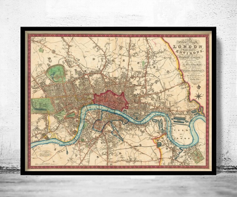 Old Map of London 1822 Vintage Map of London | Vintage Poster Wall Art Print | Wall Map Print | Old Map Print | Map Gift | Anniversary gift