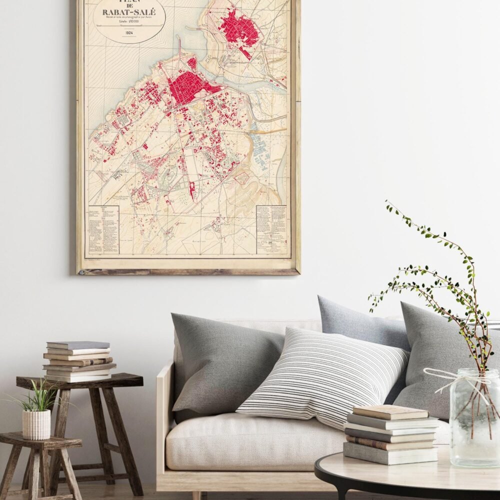 Old Map of Rabat 1924 Vintage Map | Vintage Poster Wall Art Print | Wall Map Print | Old Map Print | Map Gift | Anniversary gift