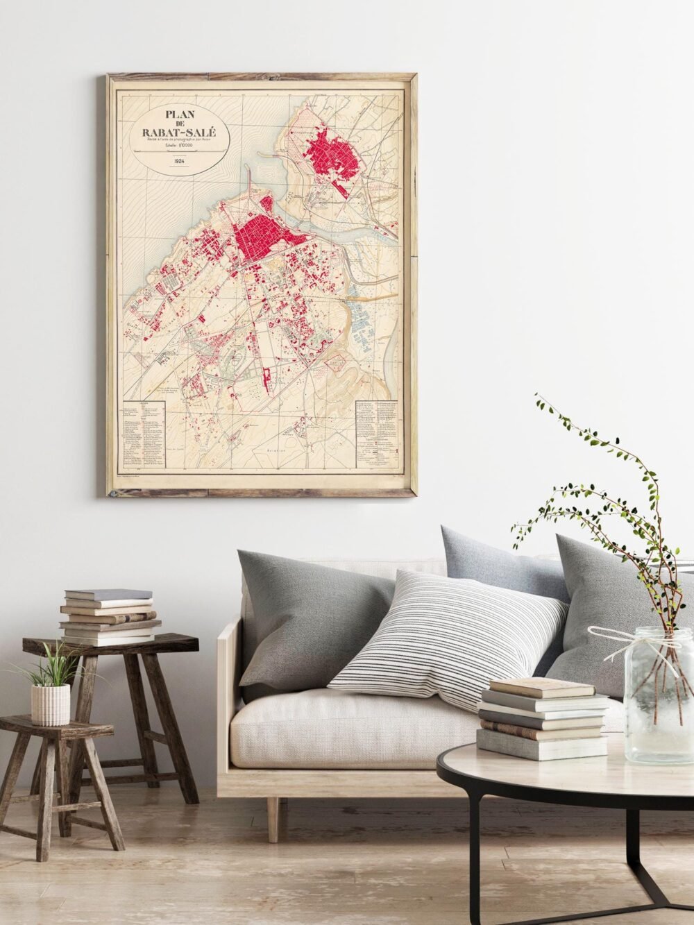 Old Map of Rabat 1924 Vintage Map | Vintage Poster Wall Art Print | Wall Map Print | Old Map Print | Map Gift | Anniversary gift