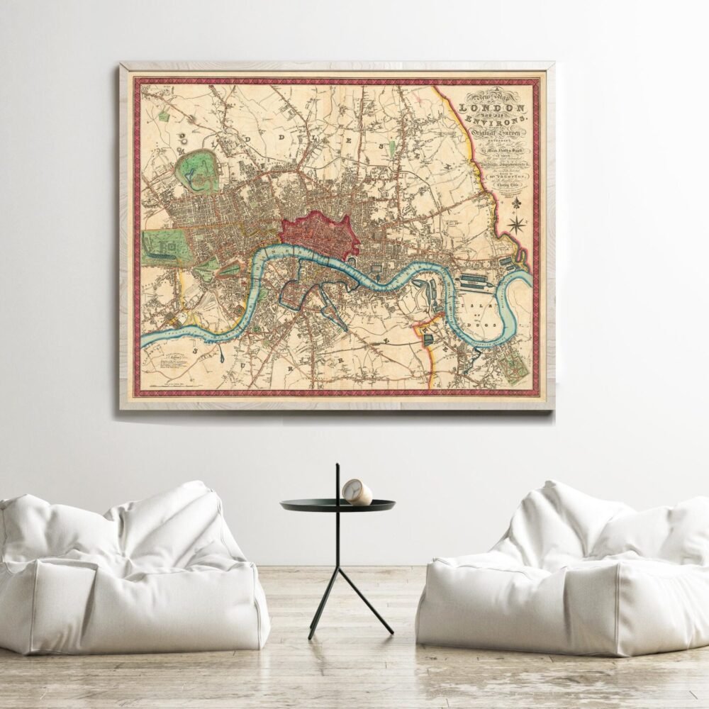 Old Map of London 1822 Vintage Map of London | Vintage Poster Wall Art Print | Wall Map Print | Old Map Print | Map Gift | Anniversary gift