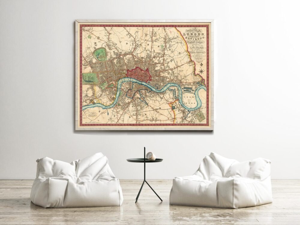 Old Map of London 1822 Vintage Map of London | Vintage Poster Wall Art Print | Wall Map Print | Old Map Print | Map Gift | Anniversary gift