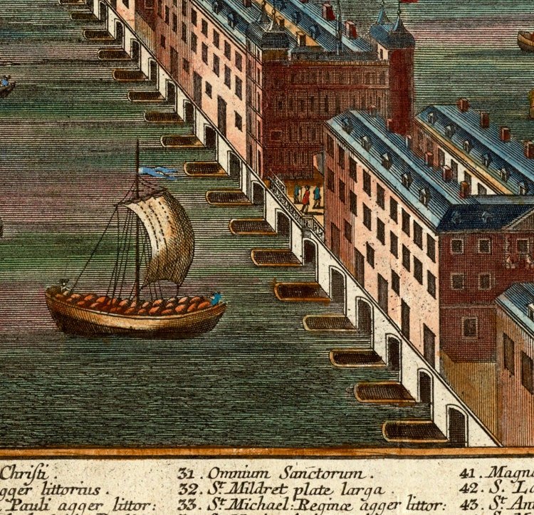 Old View of London , England United Kingdom 1780 | Vintage Poster Wall Art Print | | Map Gift | Anniversary gift | Housewarming Gift