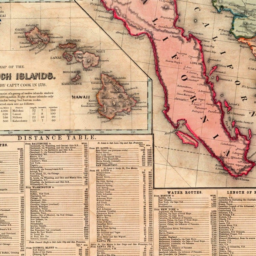 Beautiful Map of United States America 1856 | Vintage Poster Wall Art Print | Wall Map Print | Old Map Print | Map Gift| Housewarming Gift
