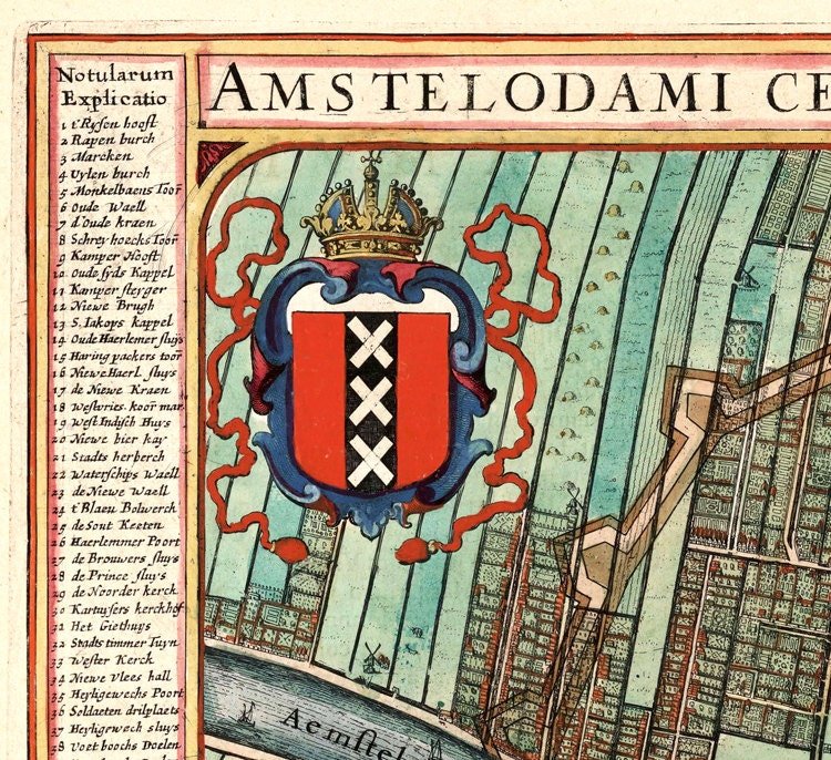 Old Map of Amsterdam The Netherlands 1649 Vintage Map | Vintage Poster Wall Art Print | Map Gift | Anniversary gift | Housewarming Gift