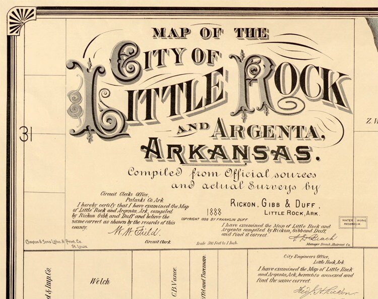 Vintage Map of Little Rock, Arkansas 1882 | Vintage Poster Wall Art Print | Wall Map Print | Old Map Print | Map Gift | Anniversary gift