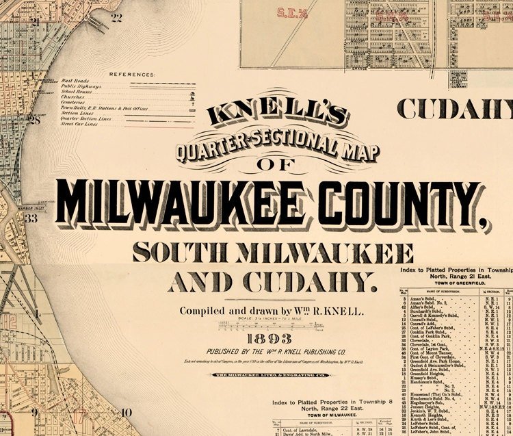 Old Map of Milwaukee County and City 1893 Vintage map | Vintage Poster Wall Art Print | Wall Map Print | Old Map Print | Map Gift