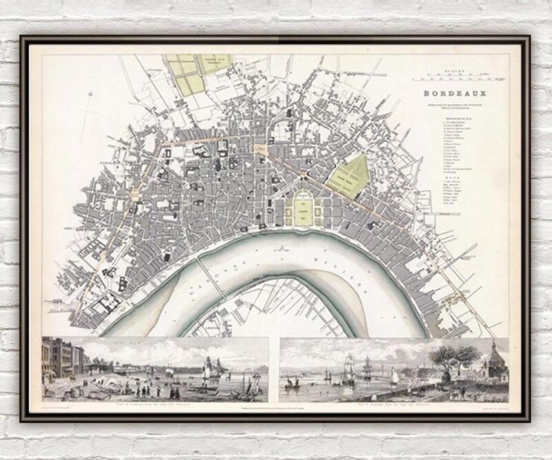 Old Map of Bordeaux City Plan France 1832 | Vintage Poster Wall Art Print | Wall Map Print | Old Map Print | Map Gift | Anniversary gift