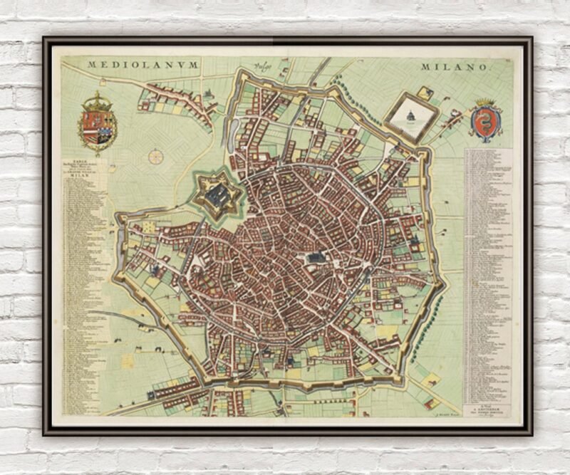 Old Map of Milan Milano, Italia 1700 Antique Vintage Map Italy engraving | Vintage Poster Wall Art Print | Wall Map Print | Old Map Print