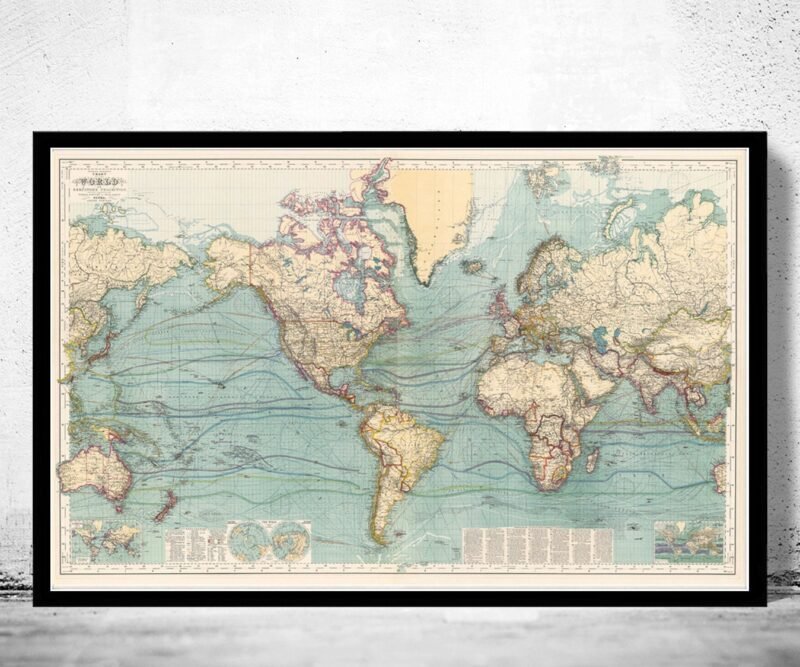 Great Vintage World Map in 1897 | World Map Gift World Map Print | Vintage World Map | World Map Wall Art | Map Gift | Anniversary gift