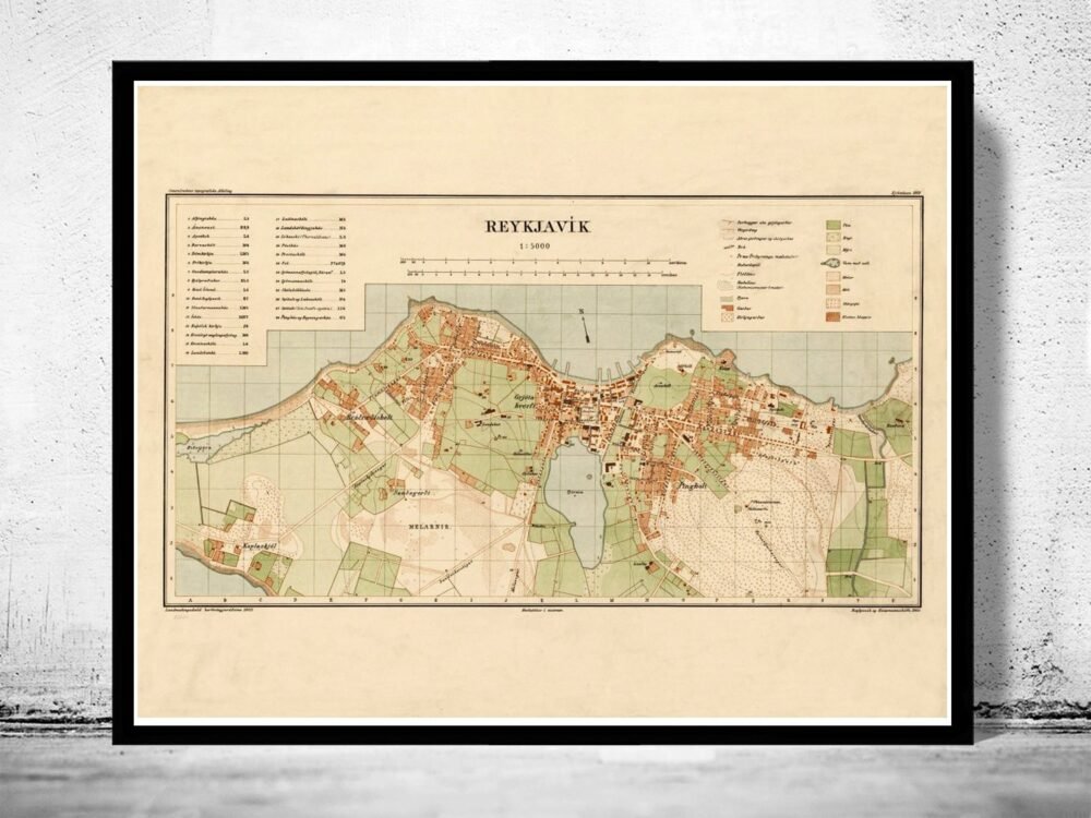 Old Map of Reykjavik Iceland islandia 1903 (2) Vintage map | Vintage Poster Wall Art Print | Wall Map Print | Old Map Print | Map Gift