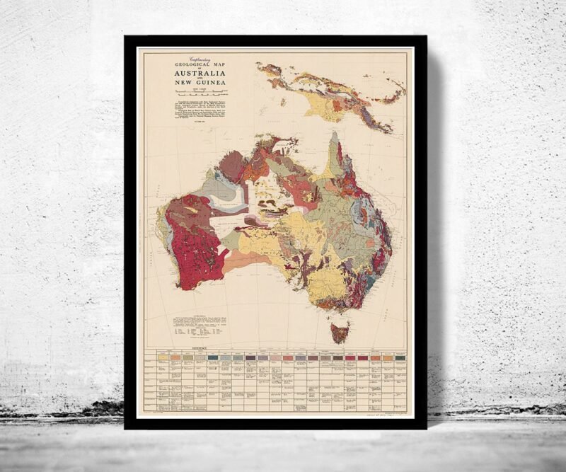 Old Map Australia Geological 1952 Vintage Map | Vintage Poster Wall Art Print | Wall Map Print | Old Map Print | Map Gift