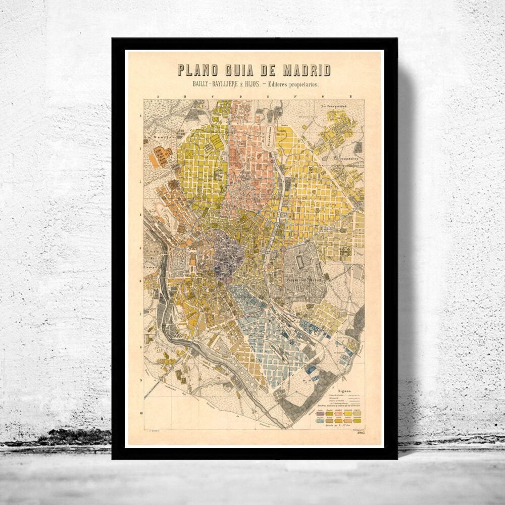 Old Map of Madrid 1905 Spain Espana Vintage Map | Vintage Poster Wall Art Print | Wall Map Print | Old Map Print | Map Gift