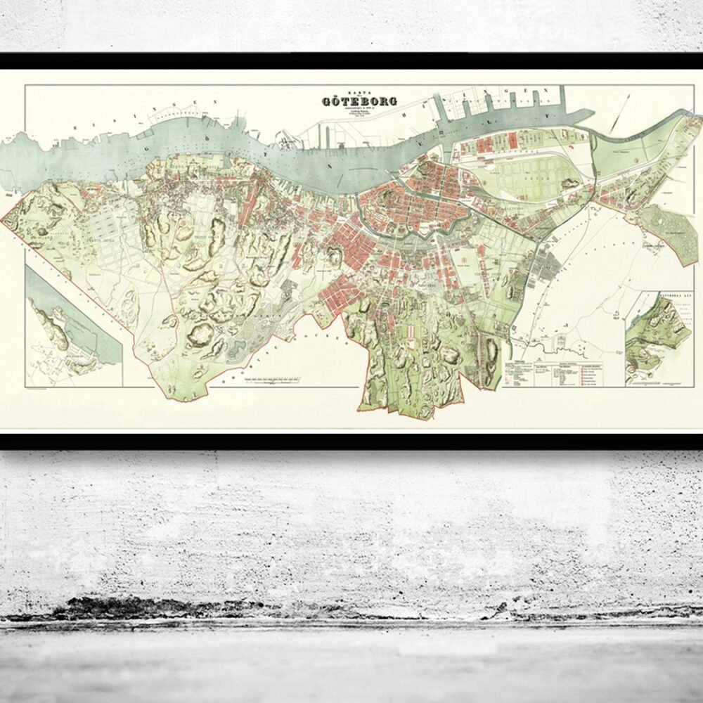 Old Map of Gothenburg Göteborg Sweden 1888 Vintage Map | Vintage Poster Wall Art Print | Wall Map Print | Old Map Print | Map Gift