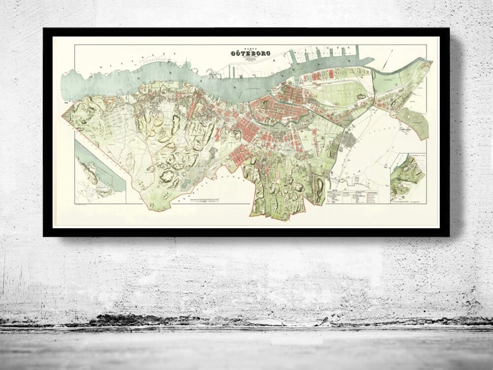 Old Map of Gothenburg Göteborg Sweden 1888 Vintage Map | Vintage Poster Wall Art Print | Wall Map Print | Old Map Print | Map Gift