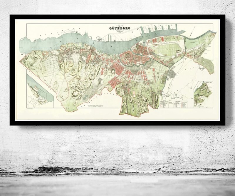 Old Map of Gothenburg Göteborg Sweden 1888 Vintage Map | Vintage Poster Wall Art Print | Wall Map Print | Old Map Print | Map Gift