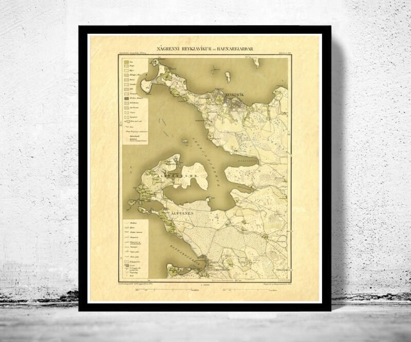 Old Map of Reykjavik Iceland islandia 1903 Vintage Map | Vintage Poster Wall Art Print | Wall Map Print | Old Map Print | Map Gift