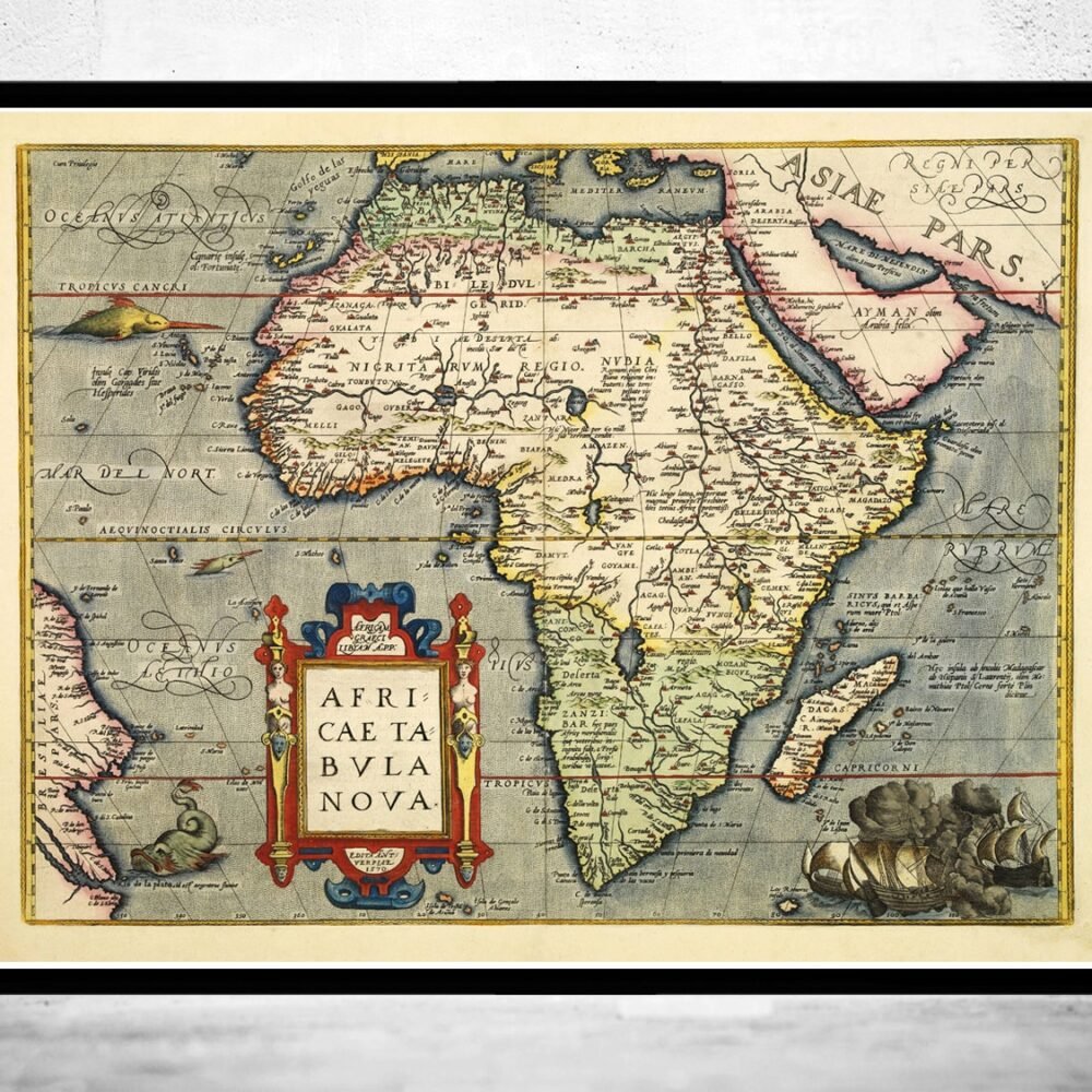 Old Map of Africa 1579 Vintage Map | World Map Gift World Map Print | Vintage World Map | World Map Wall Art | Map Gift | Anniversary gift