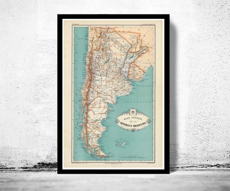 Old Map Argentina 1888 Vintage Map | Vintage Poster Wall Art Print | Wall Map Print | Old Map Print | Map Gift | Anniversary gift