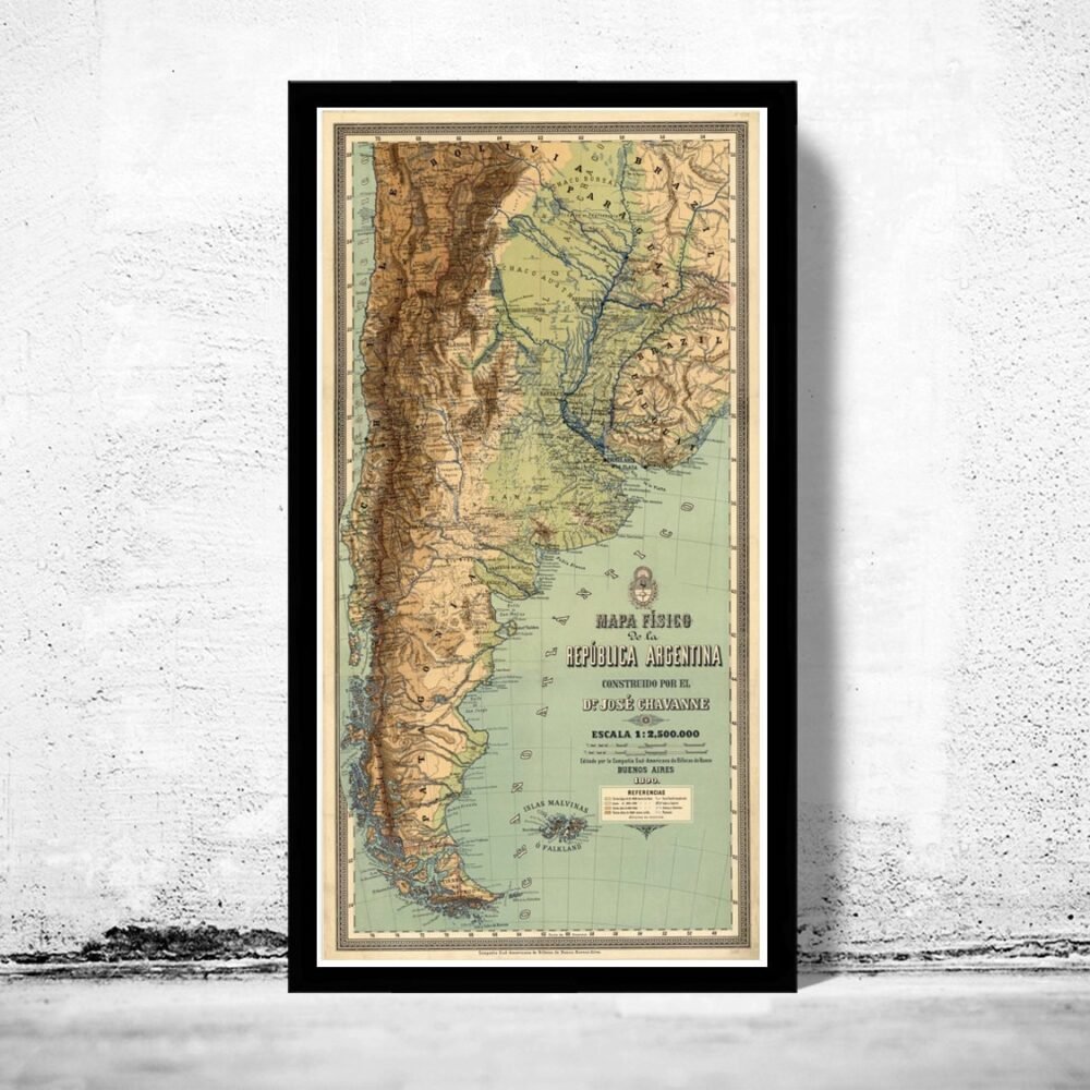 Old Map Argentina 1890 Vintage Map | Vintage Poster Wall Art Print | Wall Map Print | Old Map Print | Map Gift | Anniversary gift