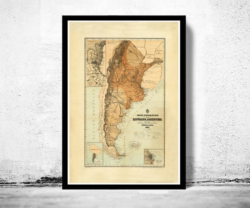 Old Map Argentina 1882 Vintage Map of Argentina | Vintage Poster Wall Art Print | Wall Map Print | Old Map Print | Map Gift