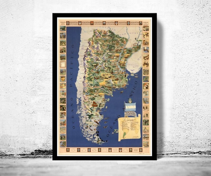 Old Map Argentina 1936 The promised Land Vintage Map | Vintage Poster Wall Art Print | Wall Map Print | Old Map Print | Map Gift