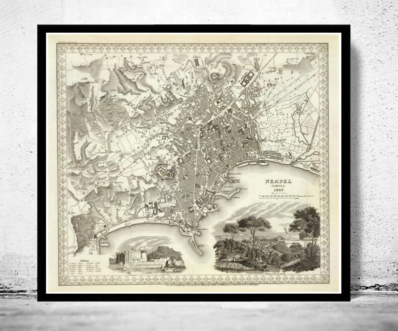 Old Map of Napoli Naples Italy 1845 Vintage Map | Vintage Poster Wall Art Print | Wall Map Print | Old Map Print | Map Gift