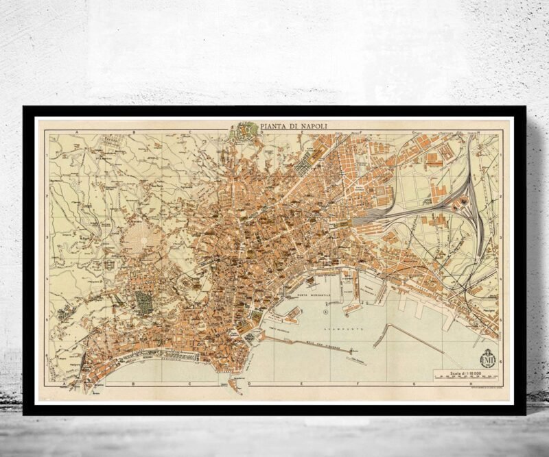 Old Map of Napoli Naples 1930 Antique Vintage Italy | Vintage Poster Wall Art Print | Wall Map Print | Old Map Print | Map Gift