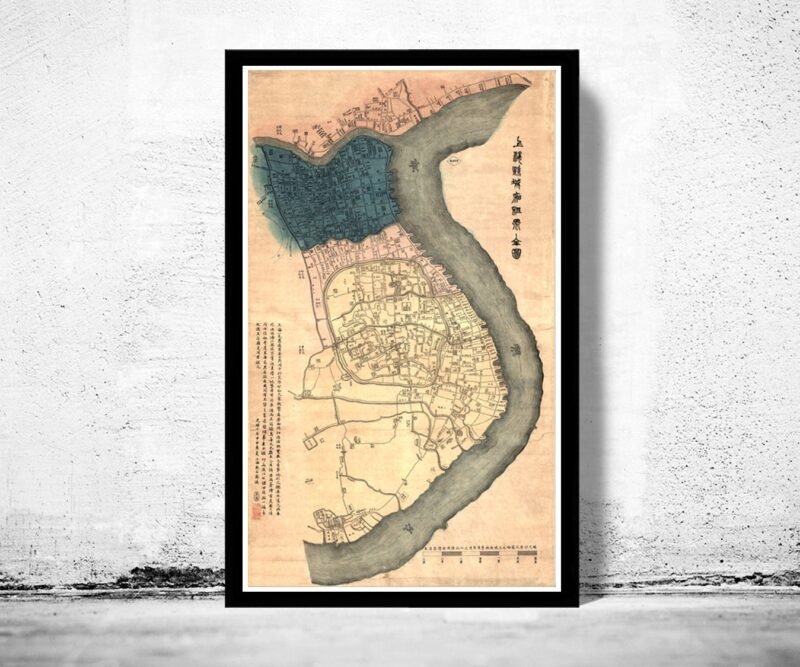 Old Map of Shanghai 1884 China Vintage Map | Vintage Poster Wall Art Print | Wall Map Print | Old Map Print | Map Gift | Anniversary gift