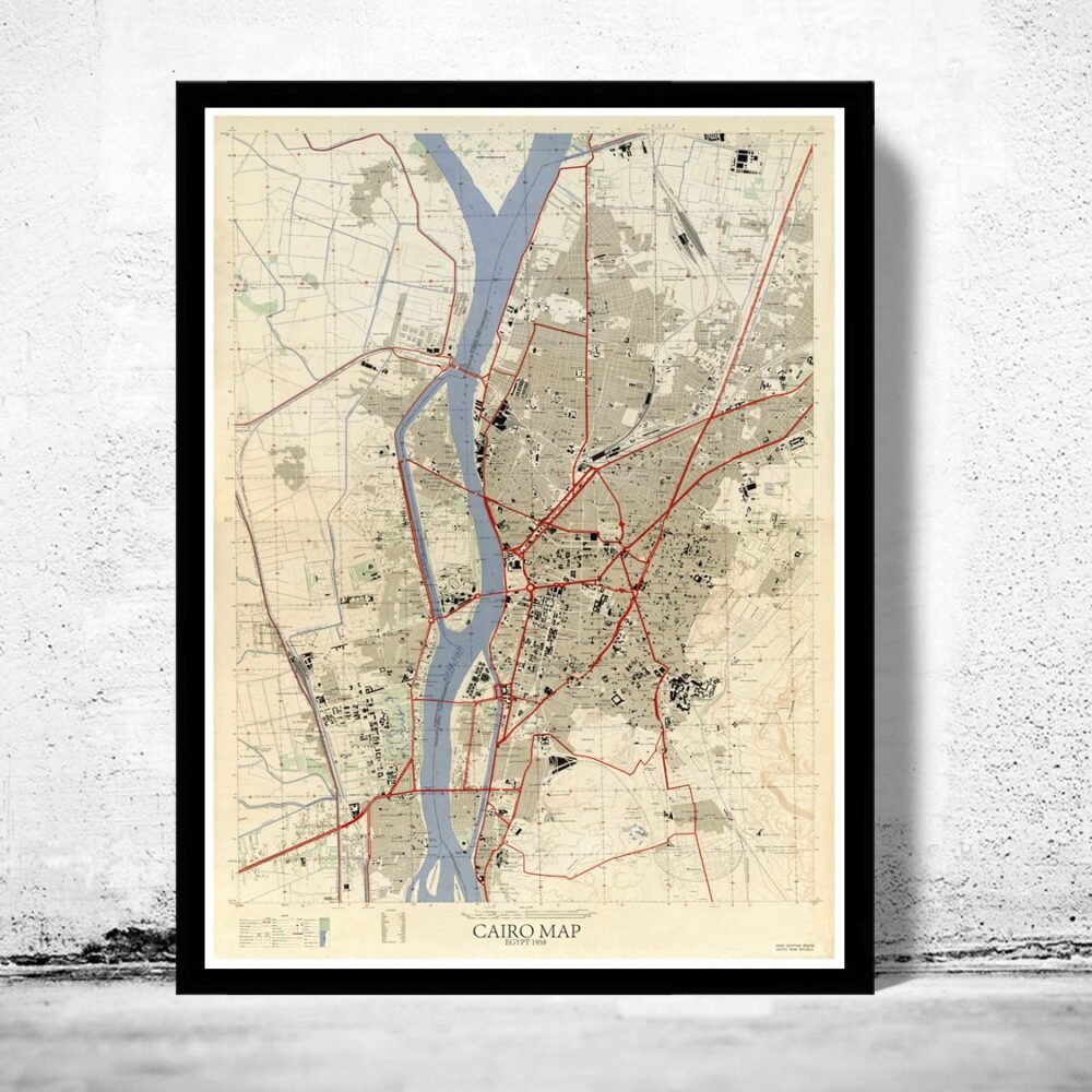 Old Map of Cairo Egypt Vintage Map | Vintage Poster Wall Art Print | Wall Map Print | Old Map Print | Map Gift | Anniversary gift