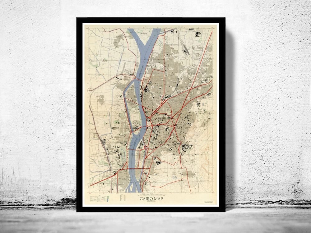 Old Map of Cairo Egypt Vintage Map | Vintage Poster Wall Art Print | Wall Map Print | Old Map Print | Map Gift | Anniversary gift