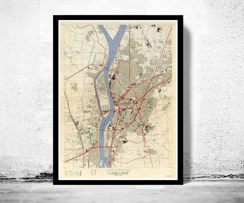 Old Map of Cairo Egypt Vintage Map | Vintage Poster Wall Art Print | Wall Map Print | Old Map Print | Map Gift | Anniversary gift