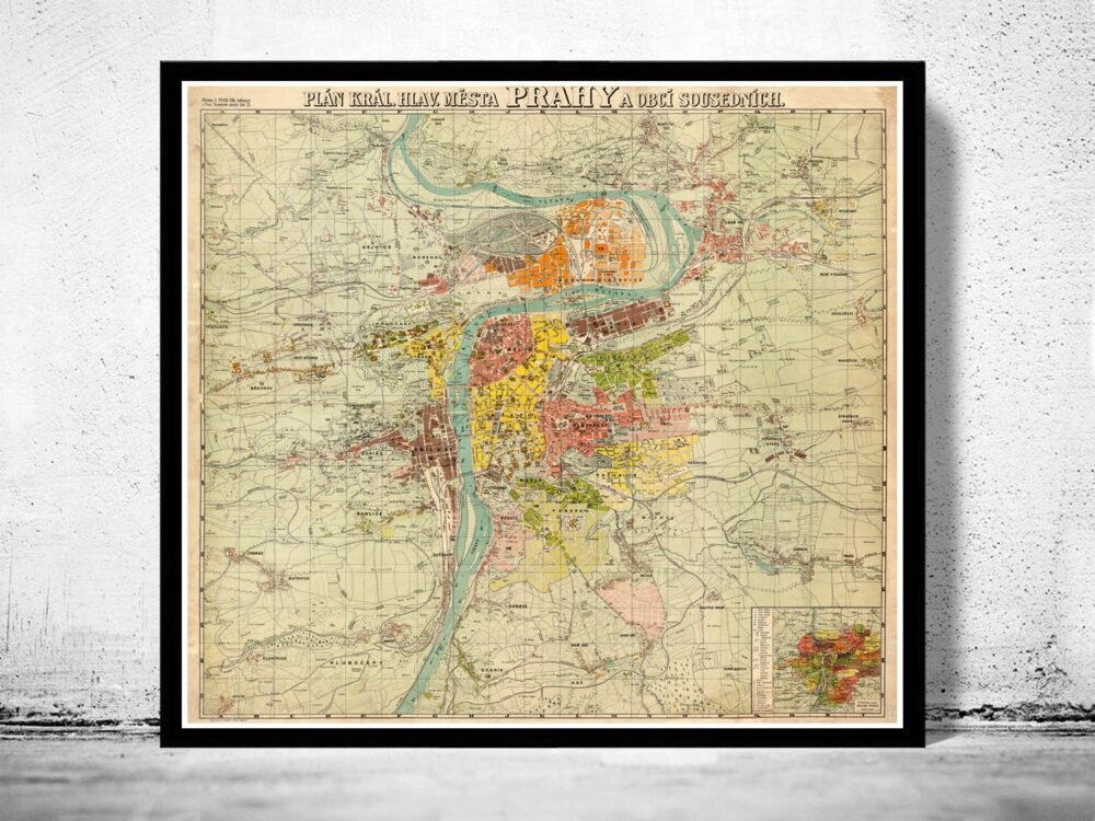 Old Map of Prague 1900 Czech Republic Vintage Map | Vintage Poster Wall Art Print | Wall Map Print | Old Map Print | Map Gift