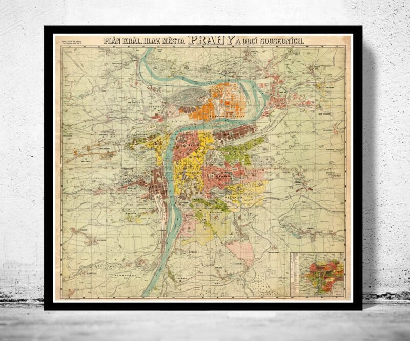 Old Map of Prague 1900 Czech Republic Vintage Map | Vintage Poster Wall Art Print | Wall Map Print | Old Map Print | Map Gift