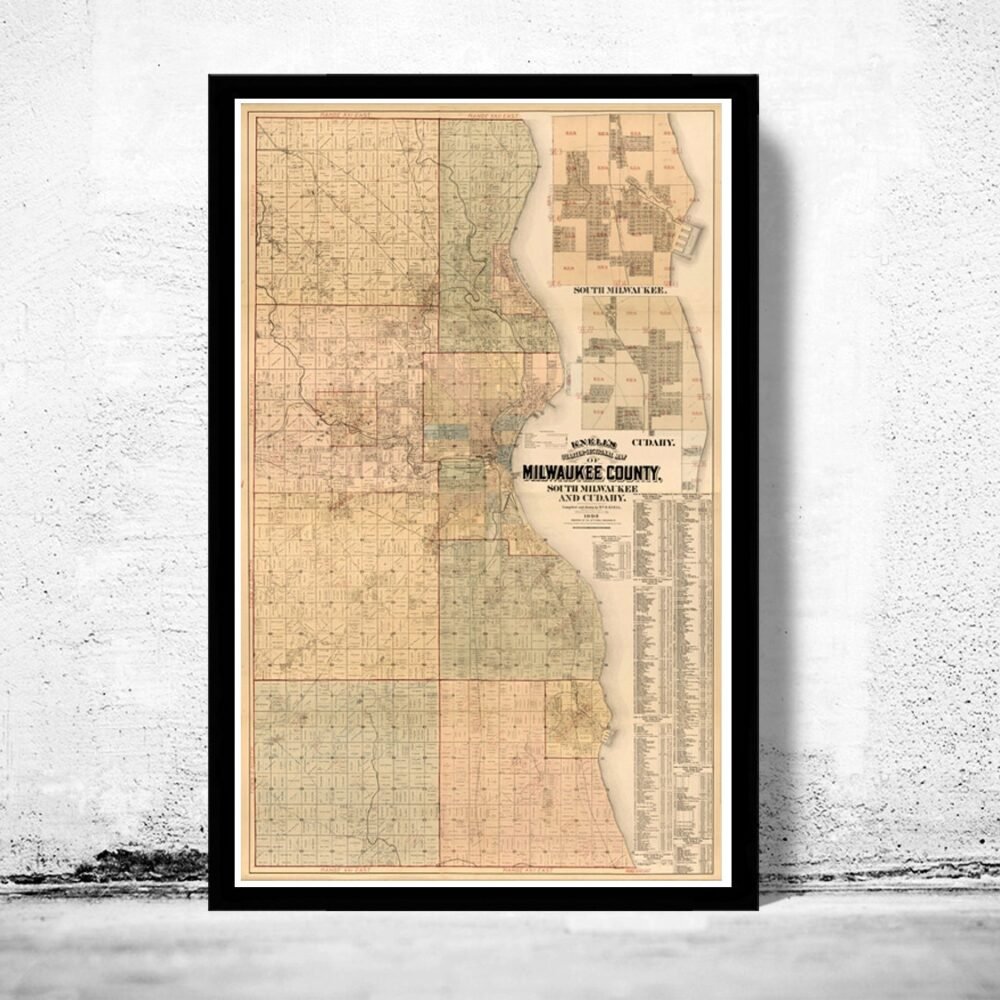 Old Map of Milwaukee County and City 1893 Vintage map | Vintage Poster Wall Art Print | Wall Map Print | Old Map Print | Map Gift