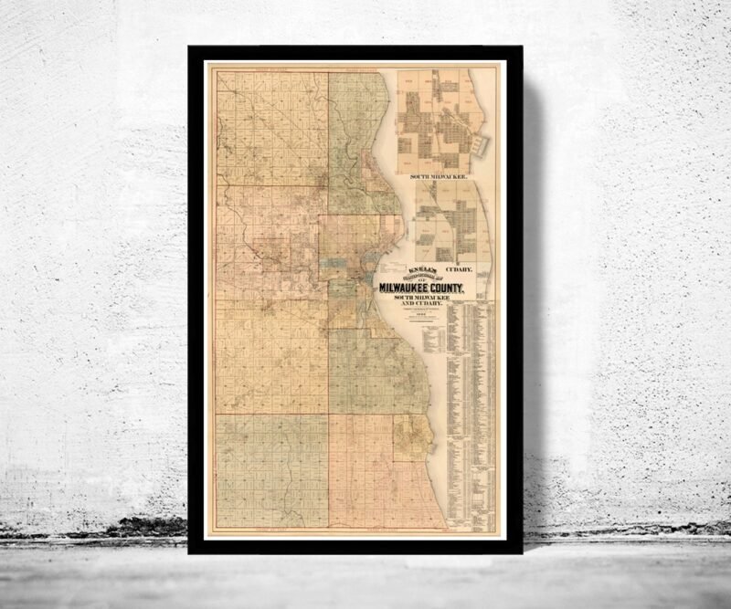 Old Map of Milwaukee County and City 1893 Vintage map | Vintage Poster Wall Art Print | Wall Map Print | Old Map Print | Map Gift