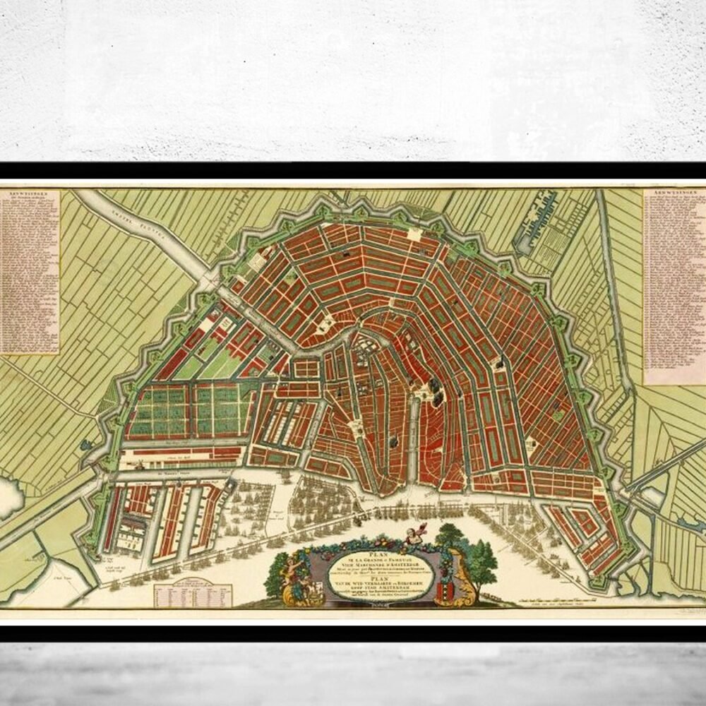 Old Map of Amsterdam Netherlands 1735 Vintage Map | Vintage Poster Wall Art Print | Wall Map Print | Old Map Print | Map Gift