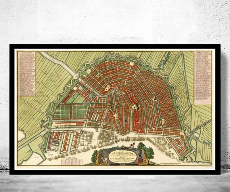 Old Map of Amsterdam Netherlands 1735 Vintage Map | Vintage Poster Wall Art Print | Wall Map Print | Old Map Print | Map Gift