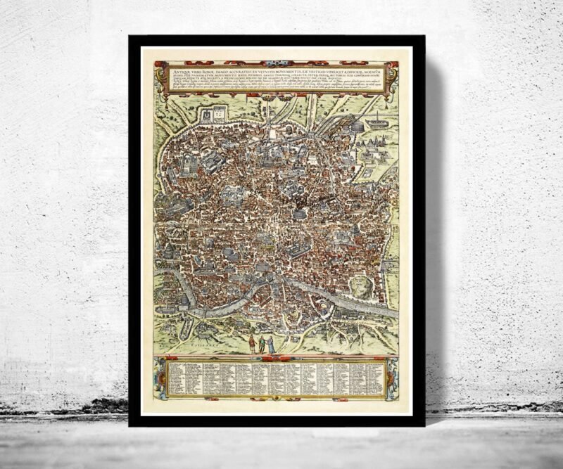 Old Map of Rome Italy 1580 Vintage Map of Rome | Vintage Poster Wall Art Print | Wall Map Print | Old Map Print | Map Gift