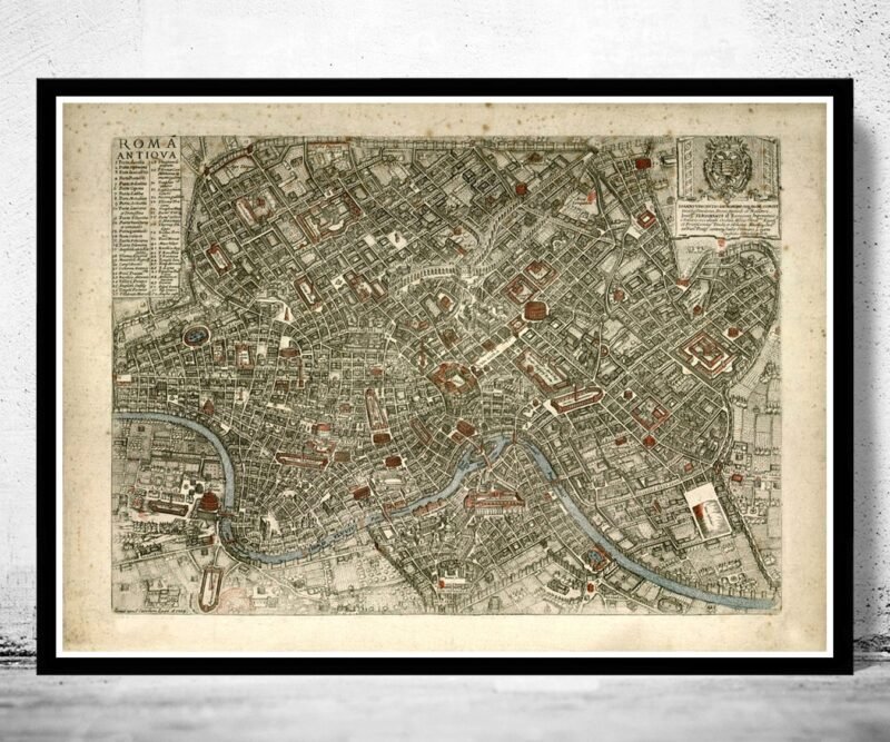 Old Map of Rome Roma Italy 1773 Old Map of Rome | Vintage Poster Wall Art Print | Wall Map Print | Old Map Print | Map Gift