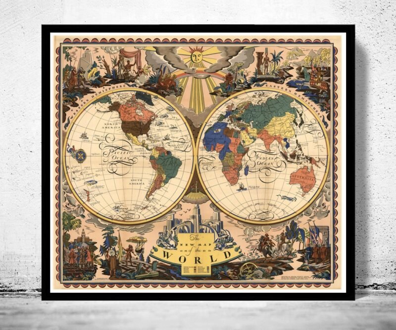 Old Map of The World 1928 Vintage Map | World Map Gift World Map Print | Vintage World Map | World Map Wall Art | Map Gift