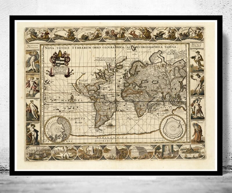 World Map antique 1640 | World Map Gift World Map Print | Vintage World Map | World Map Wall Art | Map Gift | Anniversary gift