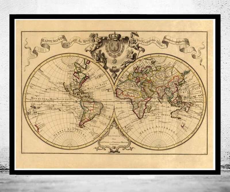 Old World Map antique 1742 | World Map Gift World Map Print | Vintage World Map | World Map Wall Art | Map Gift | Anniversary gift