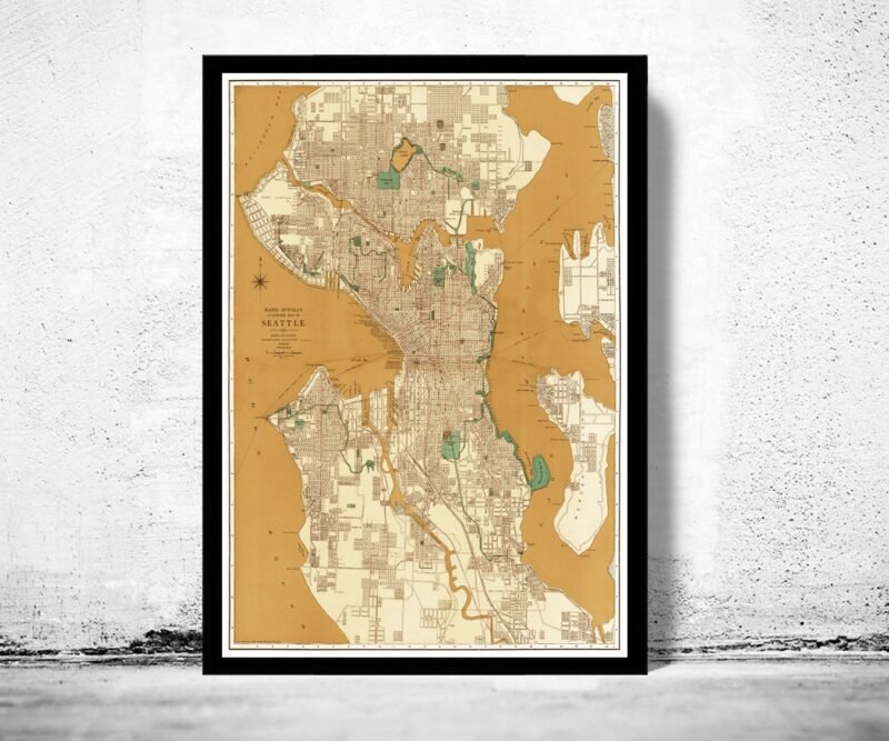 Old Map of Seattle Washington 1924 Seattle Vintage Map | Vintage Poster Wall Art Print | Wall Map Print | Old Map Print | Map Gift