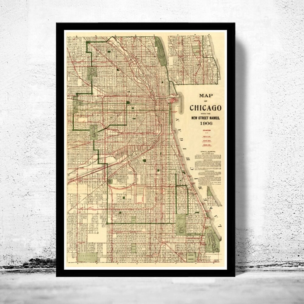 Old Map of Chicago 1906 Vintage Map Chicago | Vintage Poster Wall Art Print | Wall Map Print | Old Map Print | Map Gift | Anniversary gift